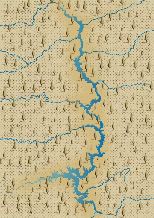 Nicholas: Mapa Vintage de un Río