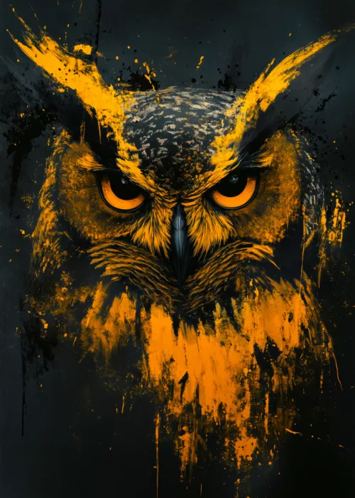 Jaszke, Justyna: Gold and Black Owl Bird