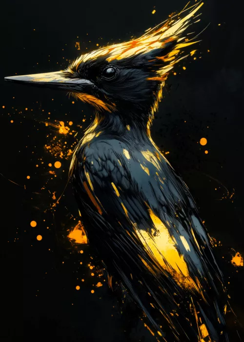 Jaszke, Justyna: Gold and Black Woodpecker Bird