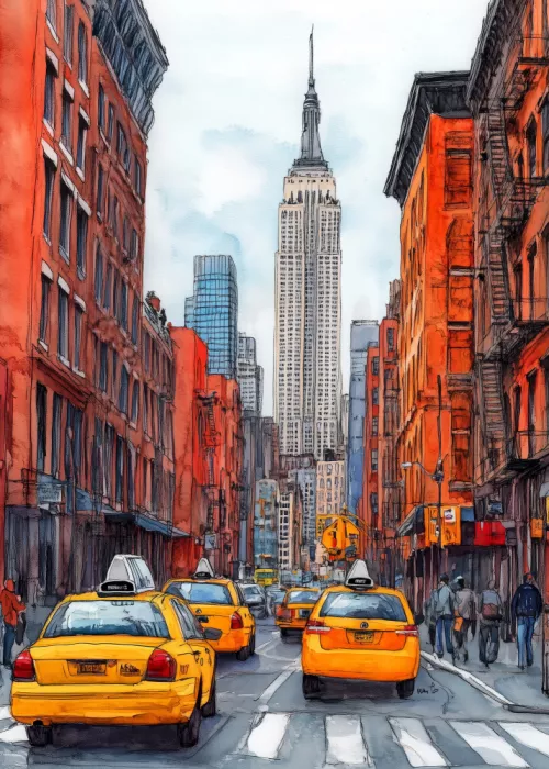 Jaszke, Justyna: New York City – Acuarela y tinta