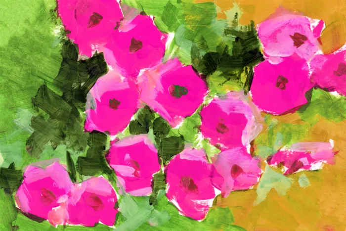 cartissi: Flores rosa vibrante y hojas verde exuberante