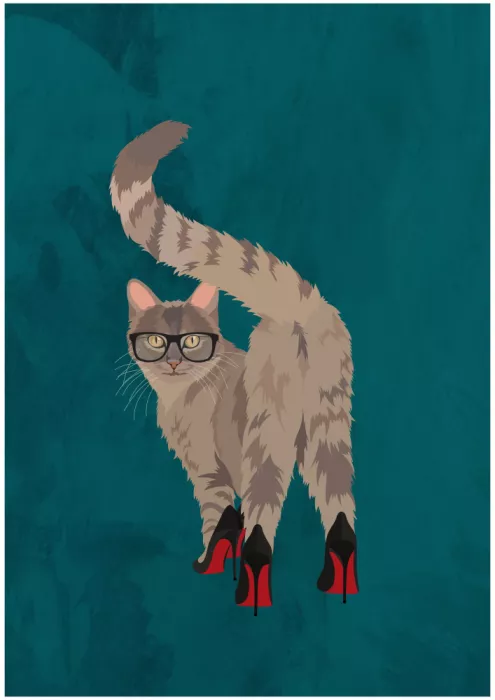 Manovski, Sarah: Cat in heels turquoise