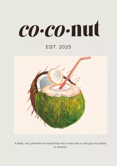 C, Elizabeth: Refreshing Coconut Drink Tropical Aesthetic Summer Art Print