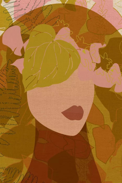 Dankers, Dina: Vintage Style Portrait with Ferns and Hyacinths