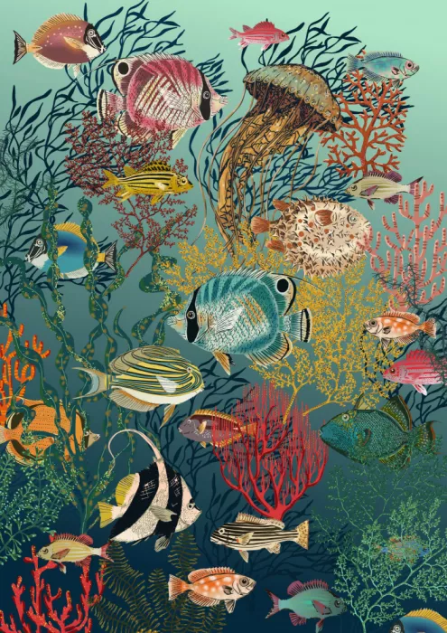 Annick: Barriera corallina silenzio profondo teal