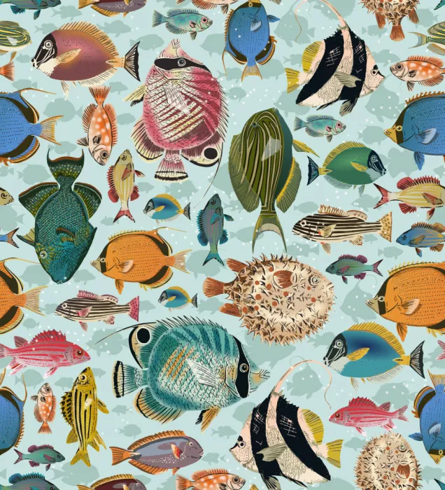 Annick: Fishes everywhere mint pattern