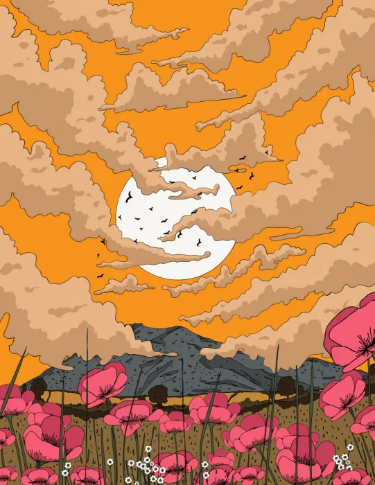 Nicholas: Paysage du soir aux coquelicots