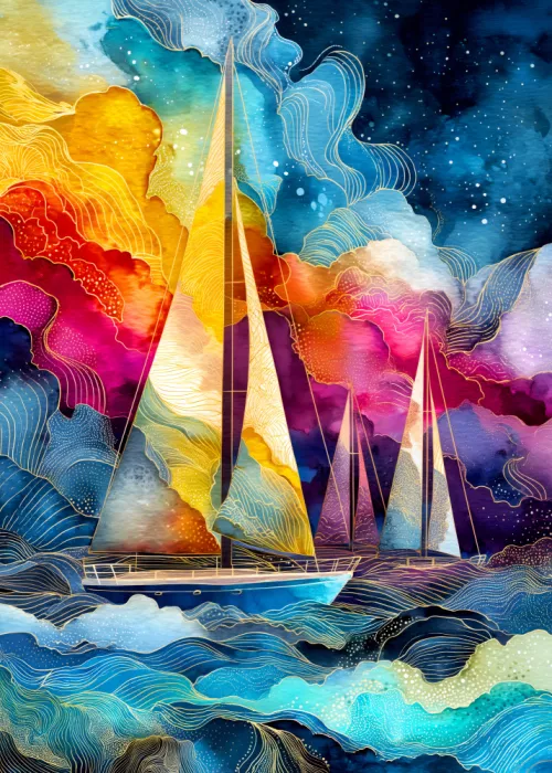 Jaszke, Justyna: Nautica Sea Art Watercolor Ships (3)