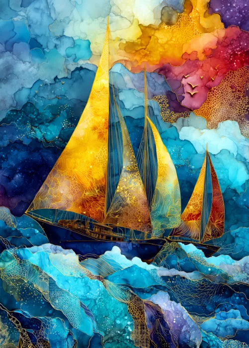 Jaszke, Justyna: Arte náutico marino - Acuarela barcos (5)