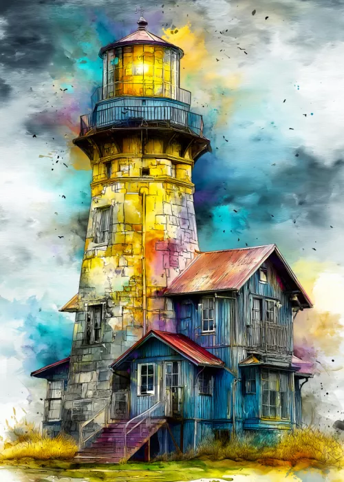 Jaszke, Justyna: Arte náutico marino Acuarela Faro (9)