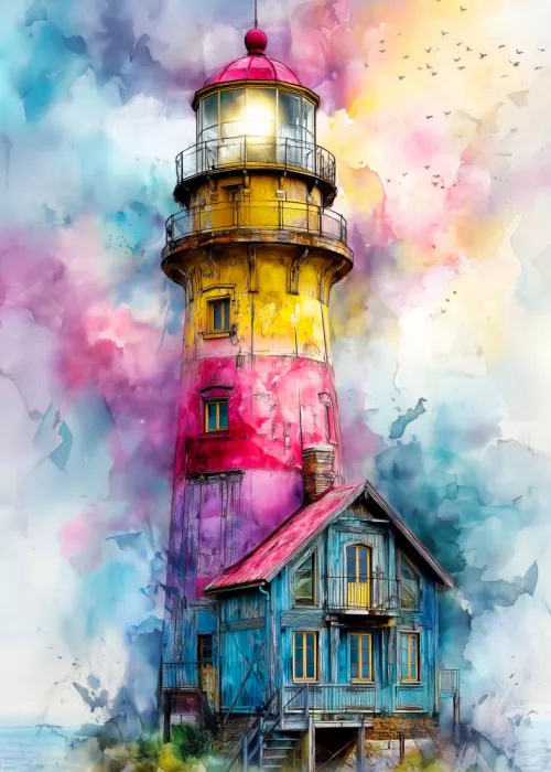 Jaszke, Justyna: Nautica Sea Art Watercolor  Lighthouse (10)
