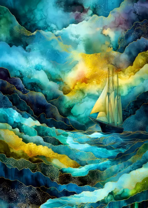 Jaszke, Justyna: Arte Náutico Marino Acuarela Barco (12)