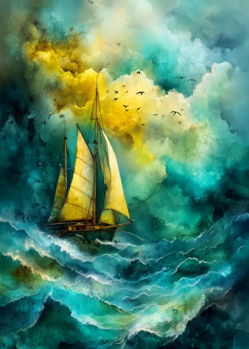 Jaszke, Justyna: Nautica Sea Art Watercolor Ship (15)