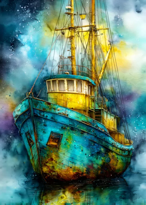 Jaszke, Justyna: Nautica Sea Art Watercolor Ship (21)