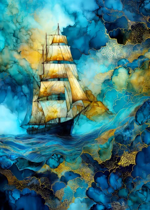 Jaszke, Justyna: Arte náutico marino Acuarela Barco (26)