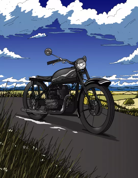 Nicholas: Vintage Motorbike On the Open Road