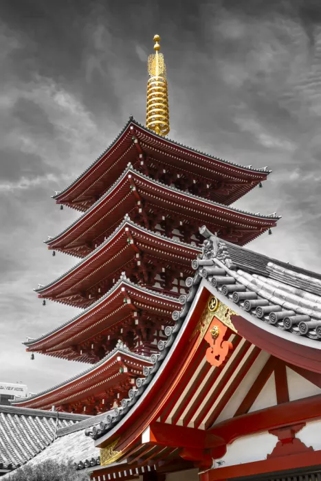 Viola, Melanie: Splendida pagoda del tempio Senso-ji a Tokyo | colorkey