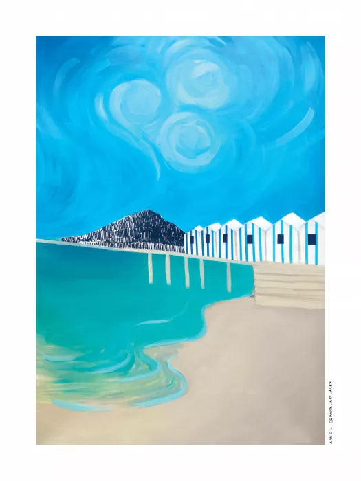 Alex, Art Awol: Costa de Amalfi, Nápoles y Capri Estampa de arte de playa italiana 30x40