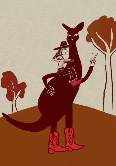Bursic, Sharyn: Red kangaroo with cowgirl