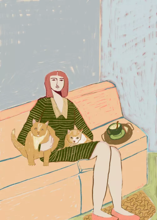 Bursic, Sharyn: Cat lady on couch