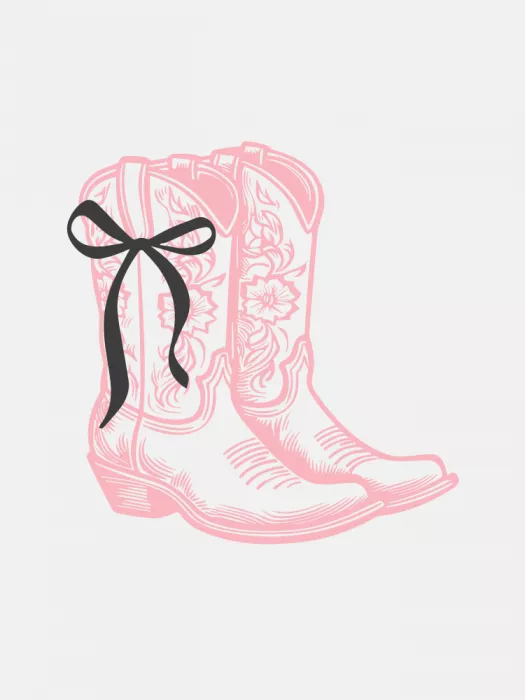 Dash, and Jolly: Pink Cowgirl Boots with Black Bow
