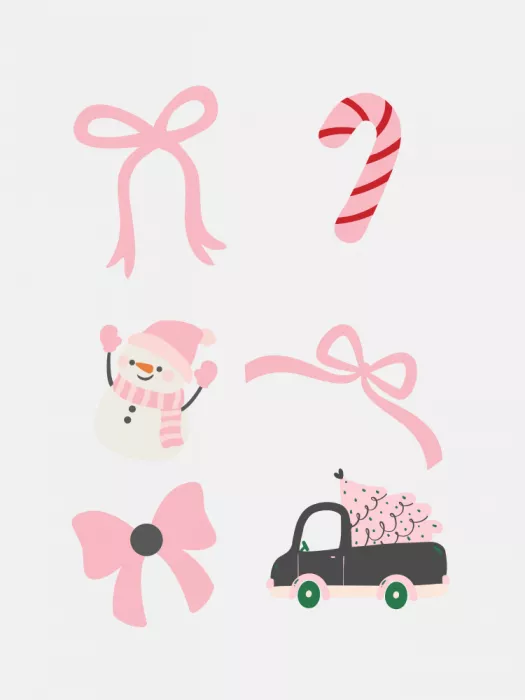 Dash, and Jolly: Cute Christmas Bow Ensemble - Pink