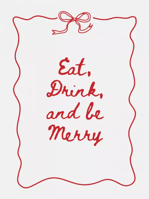 Dash, and Jolly: Eat Drink and Be Merry Bow Border - Red