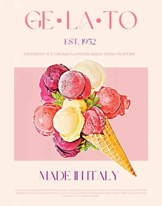 Khokhar, Nazma: Vintage-Stil Gelato-Plakat