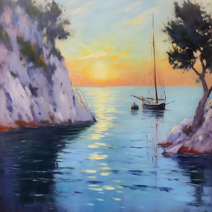 Elena, Avanesova: Velero al atardecer