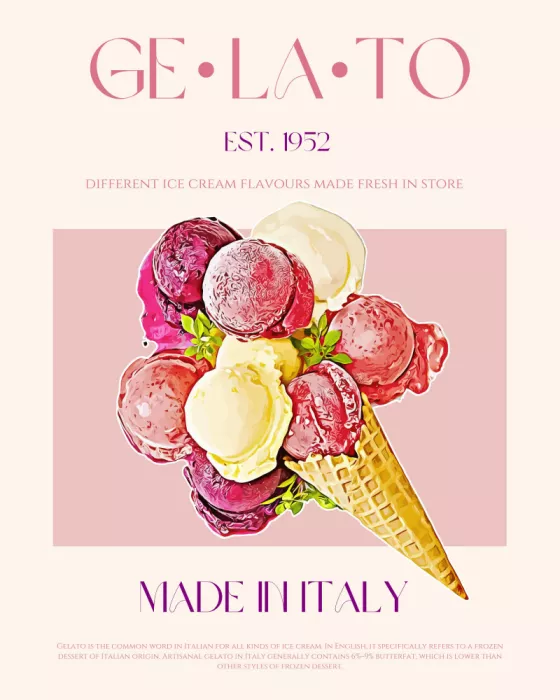 Khokhar, Nazma: Vintage-Stil Gelato-Plakat