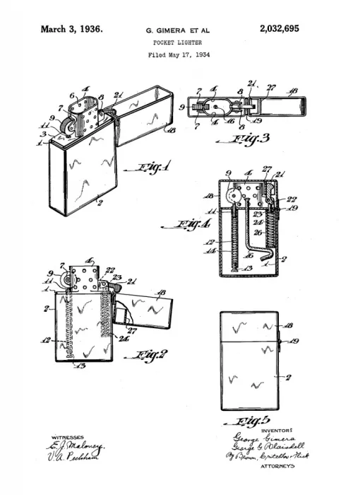 Magnusson, Andreas: Taschenfeuerzeugs-Patent 1934
