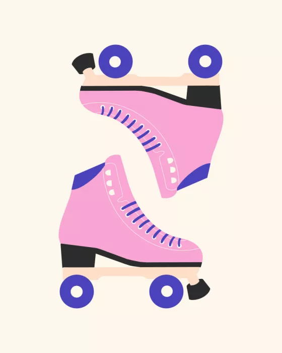 Artprink: Pink Retro Rollers Skates
