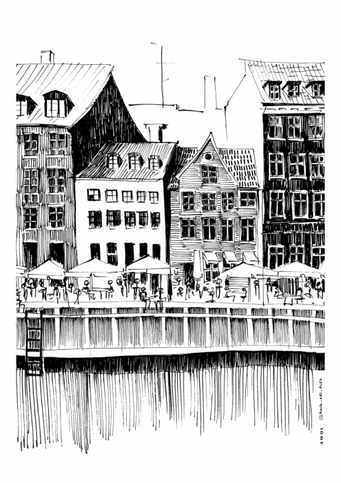 Alex, Art Awol: Nyhavn Canal: Kreslení města Kodaň, Dánsko
