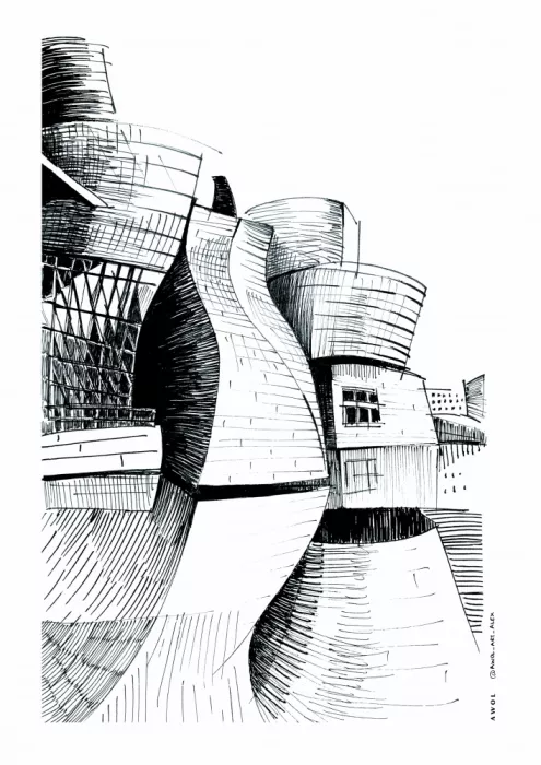 Alex, Art Awol: Guggenheim Bilbao: Architektura města Španělska - Umělecký tisk