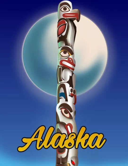 Nicholas: Cartel de viaje Tótem de Alaska