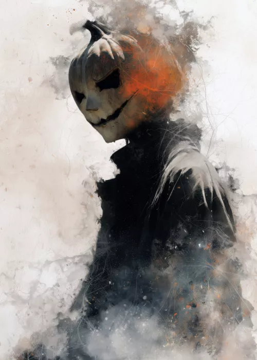 Jaszke, Justyna: Man With Pumpkin Halloween Scene (1)