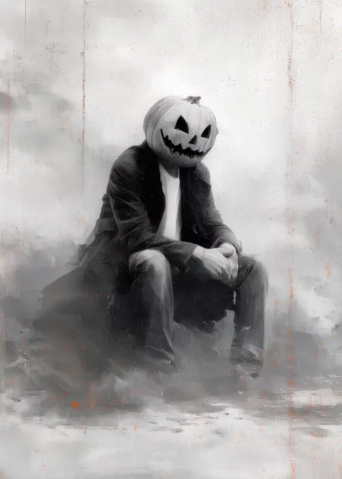 Jaszke, Justyna: Man With Pumpkin Halloween Scene (2)
