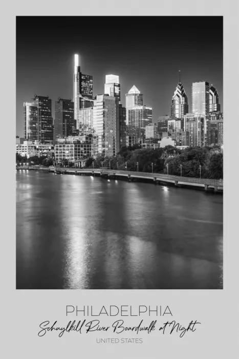 Viola, Melanie: Im Fokus: PHILADELPHIA Schuylkill River Boardwalk bei Nacht