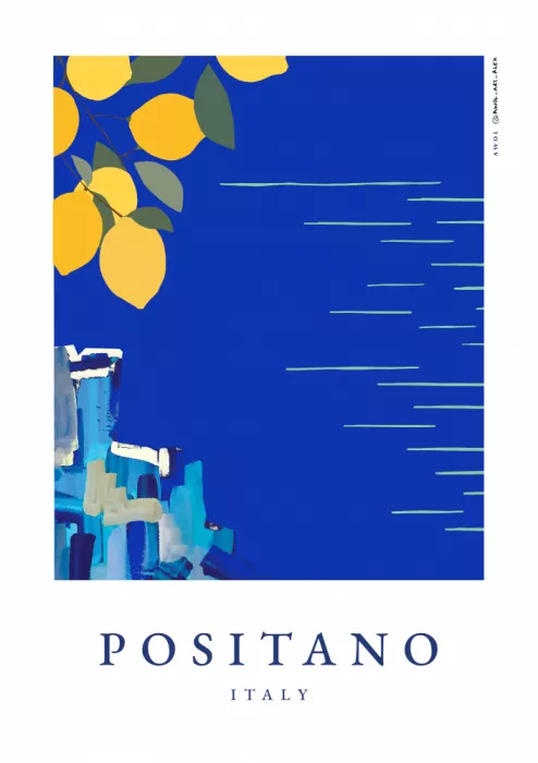 Alex, Art Awol: Positano, pobřeží Amalfi: italská mořská krajina