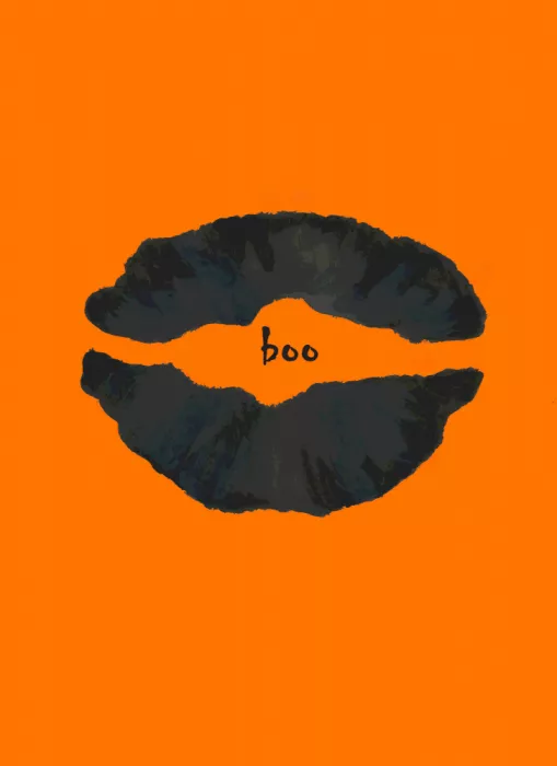 Folz, Ann Lori: Halloweenské rty oranžový Boo Plakát 1
