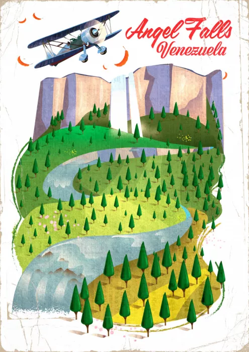 Nicholas: Cartel de viaje Angel Falls Venezuela