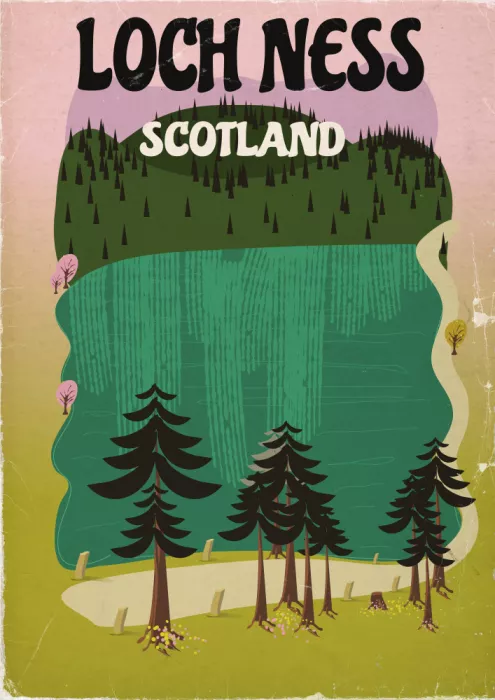 Nicholas: Loch Ness Écosse Affiche de Voyage Vintage