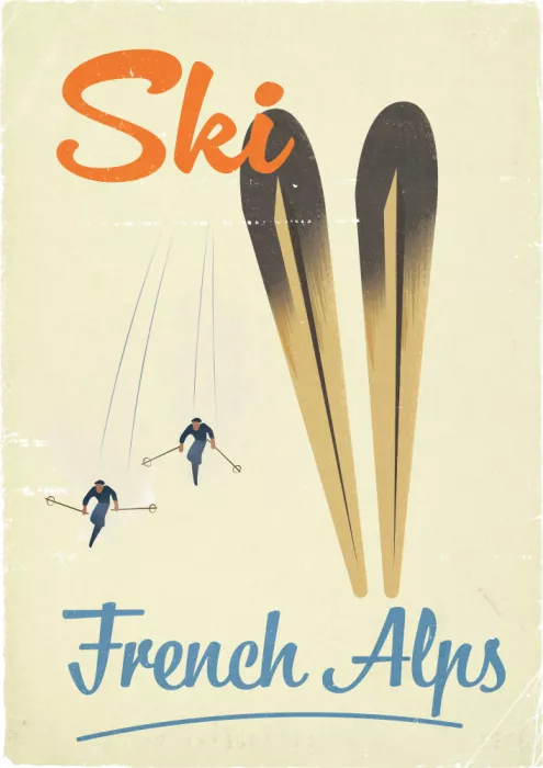 Nicholas: Sci nelle Alpi francesi – Manifesto turistico vintage