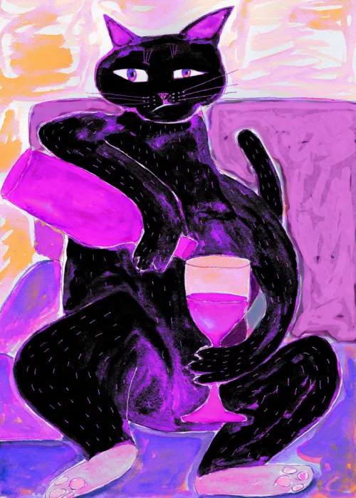 Bursic, Sharyn: Große schwarze Katze entspannt sich