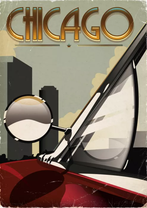 Nicholas: Cartel de viaje Art Déco de Chicago