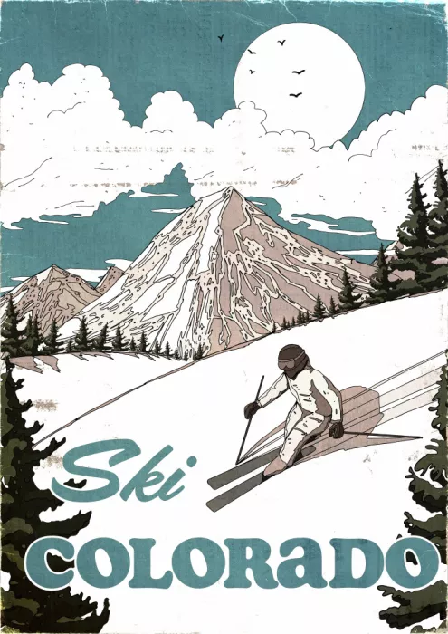Nicholas: Manifesto di viaggio vintage Ski Colorado