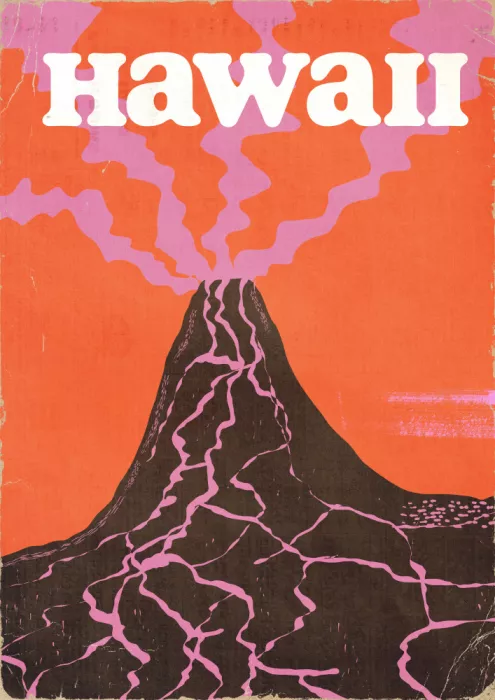 Nicholas: Cartel de viaje vintage Volcán Hawaii
