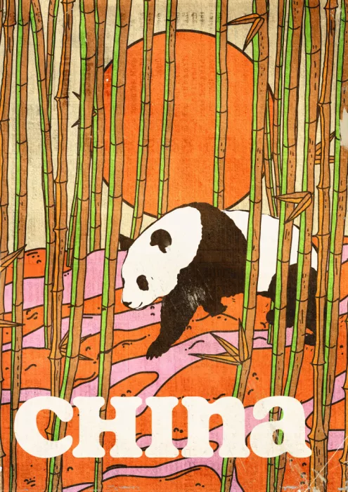 Nicholas: China Panda Vintage Reiseplakat