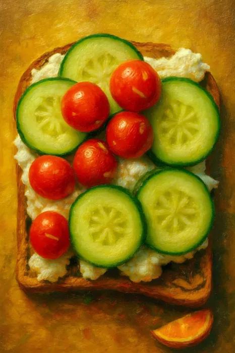HUGO: Toast With Cucumber and Cherry Tomatoes