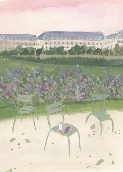 Puritscher, Katharina: Pařížská zahrada - Akvarelová ilustrace